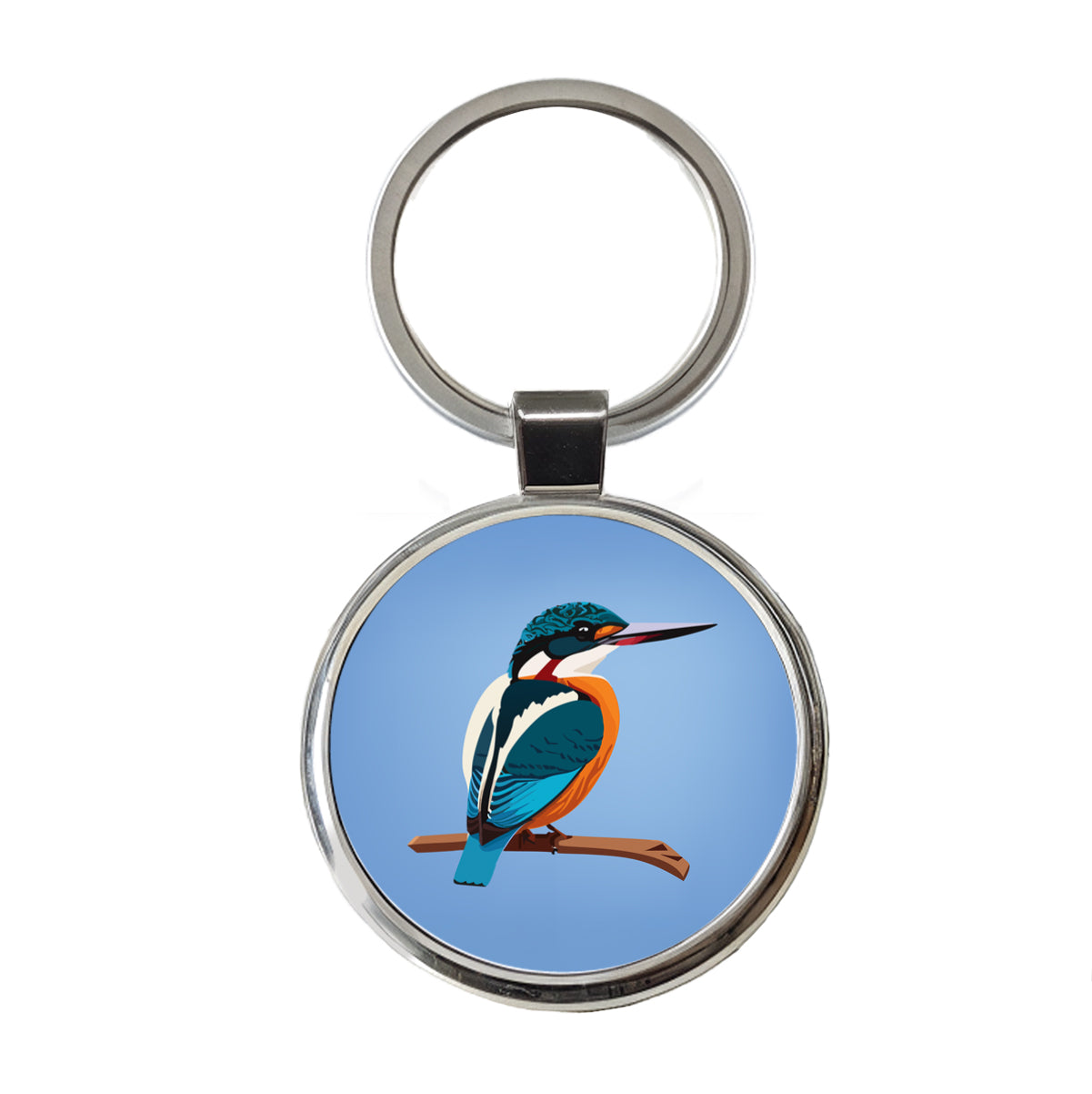 Common Kingfisher Bird Round Metal Keychain
