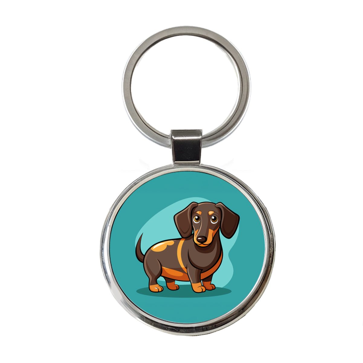 Dachshund Dog Profile Round Metal Keychain