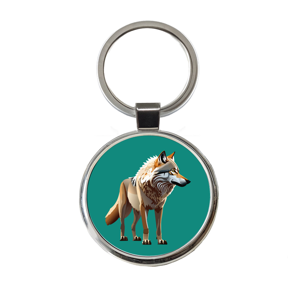 Dire Wolf Standing Round Metal Keychain