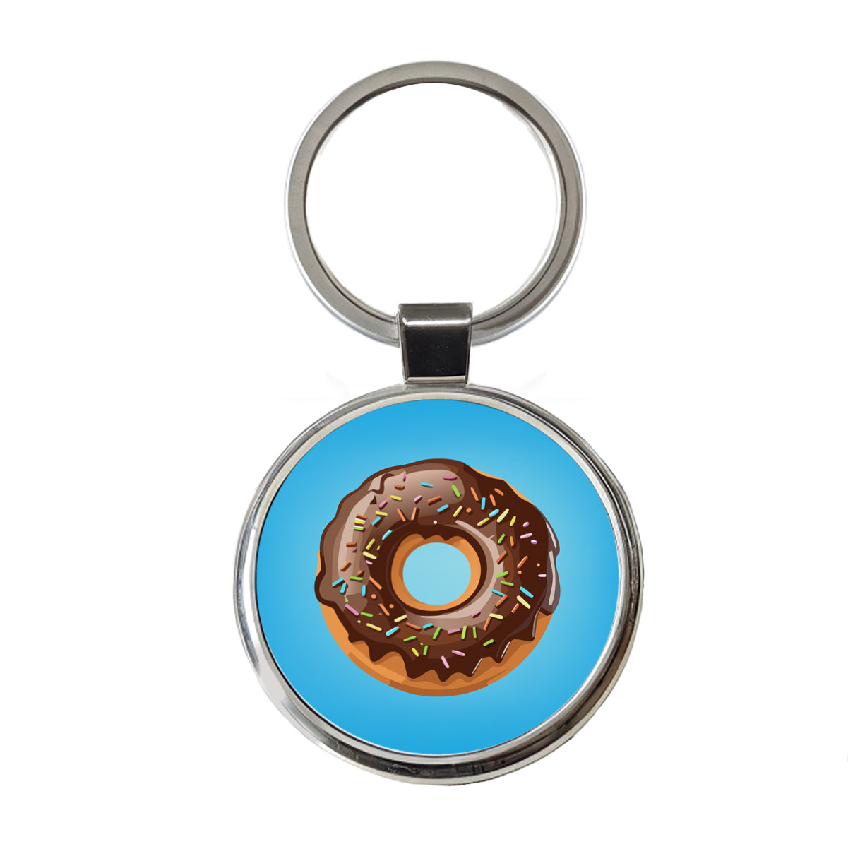 Donut Chocolate Sprinkles Round Metal Keychain