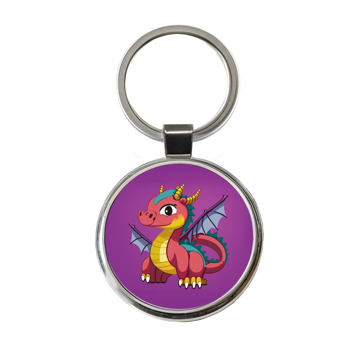 Dragon Colorful Round Metal Keychain