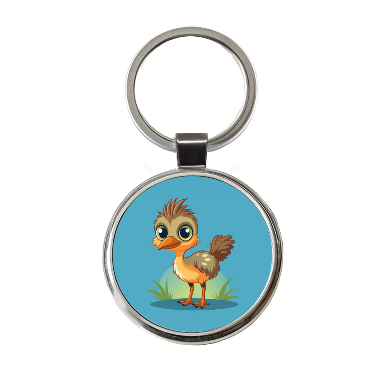 Emu Ostrich Large Bird Australian Animal Round Metal Keychain