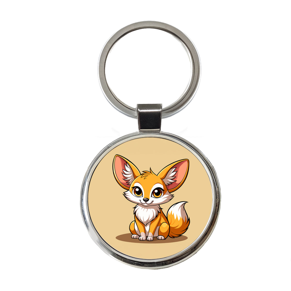 Fennec Fox Cute Round Metal Keychain