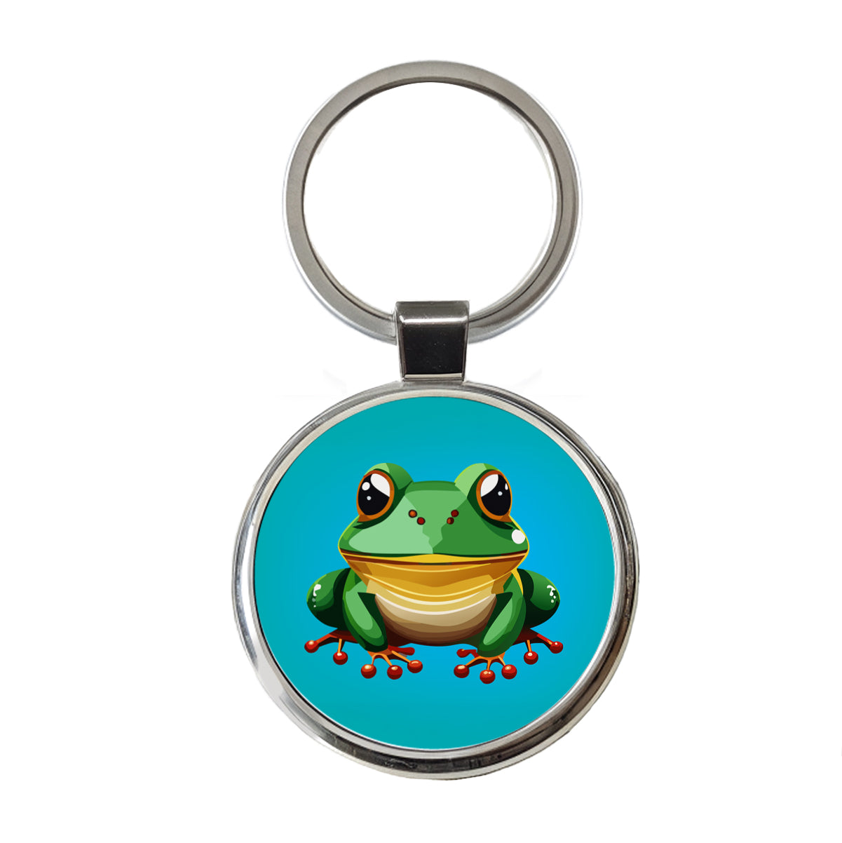 Frog Cute Round Metal Keychain