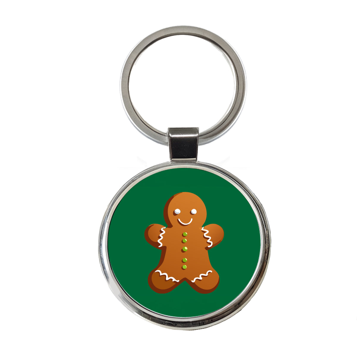 Gingerbread Man Cookie Cute Christmas Round Metal Keychain