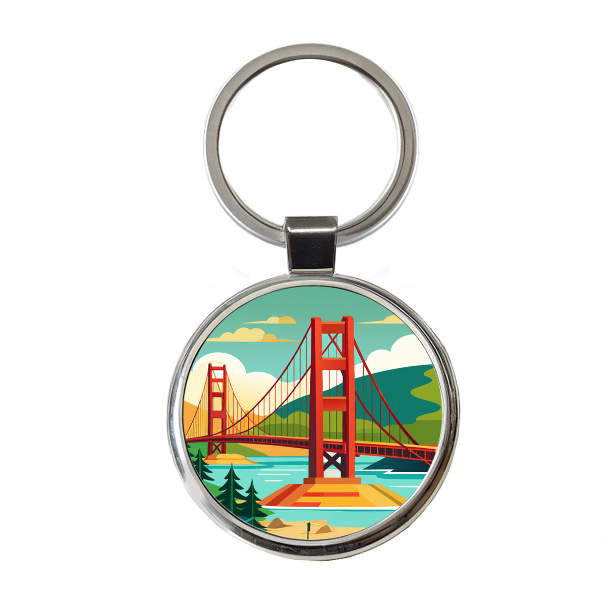 Golden Gate Bridge San Francisco Travel Round Metal Keychain