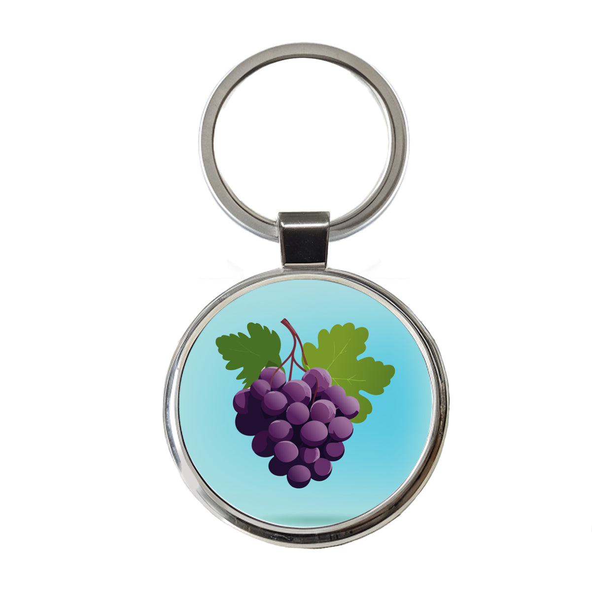 Grapes Purple Fruit Wine Round Metal Keychain