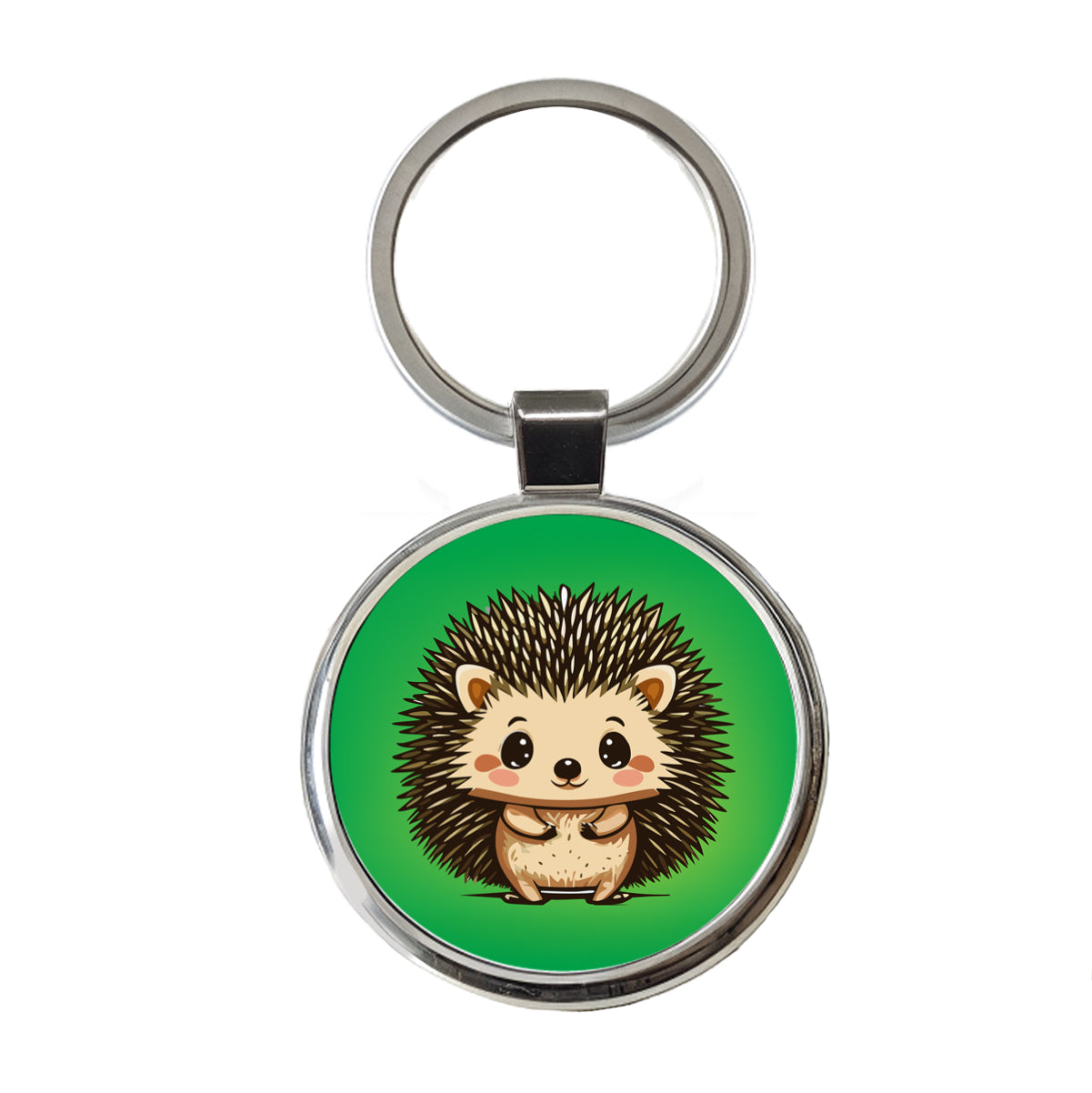 Hedgehog Cute Round Metal Keychain