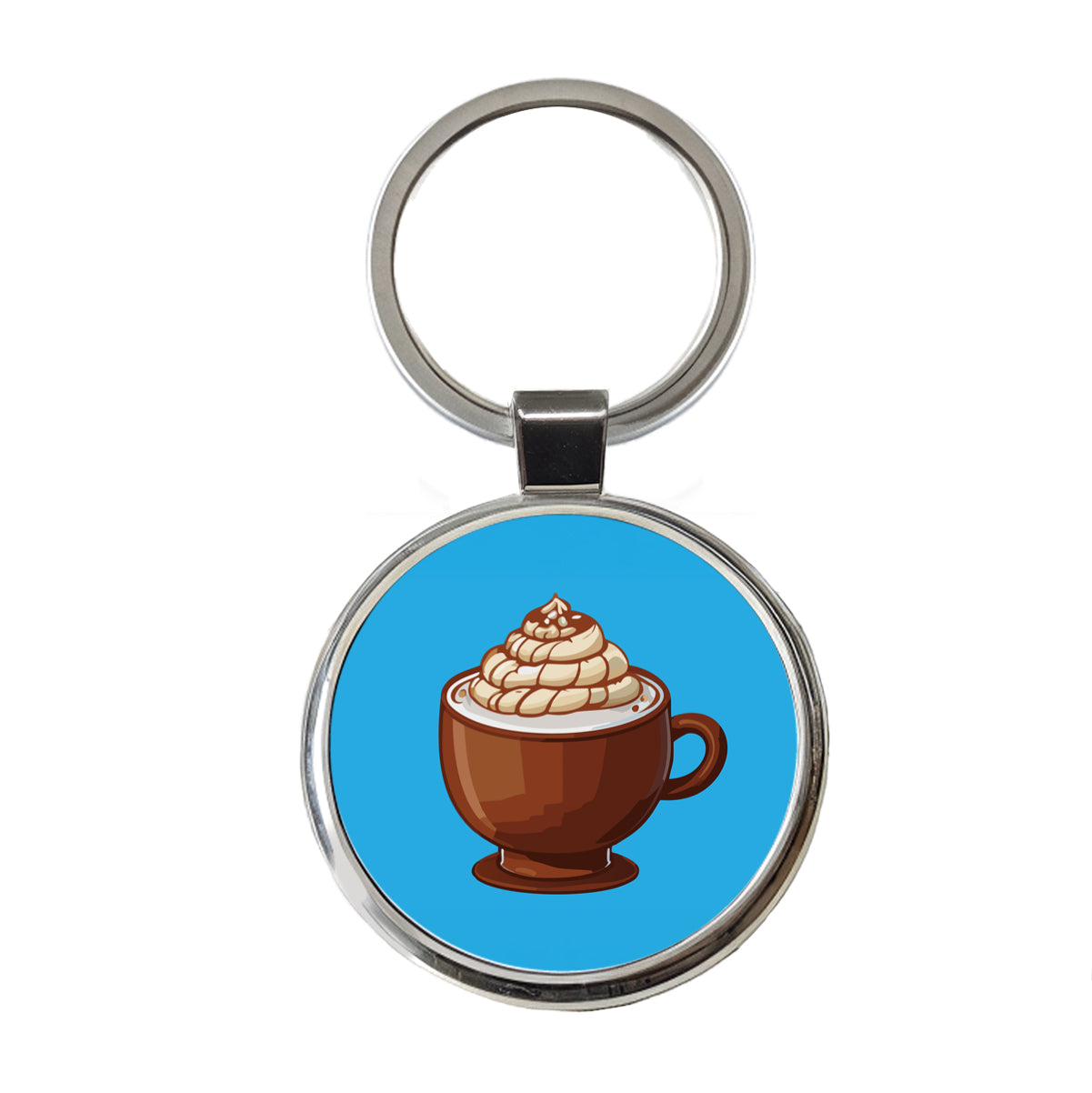 Hot Chocolate Cocoa Round Metal Keychain
