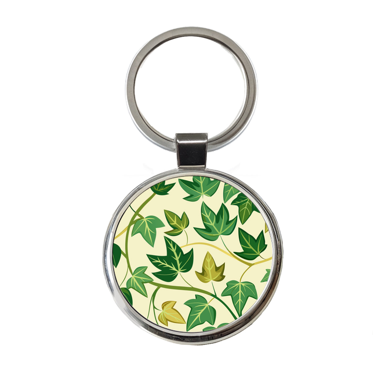 Ivy Vines Pattern Round Metal Keychain