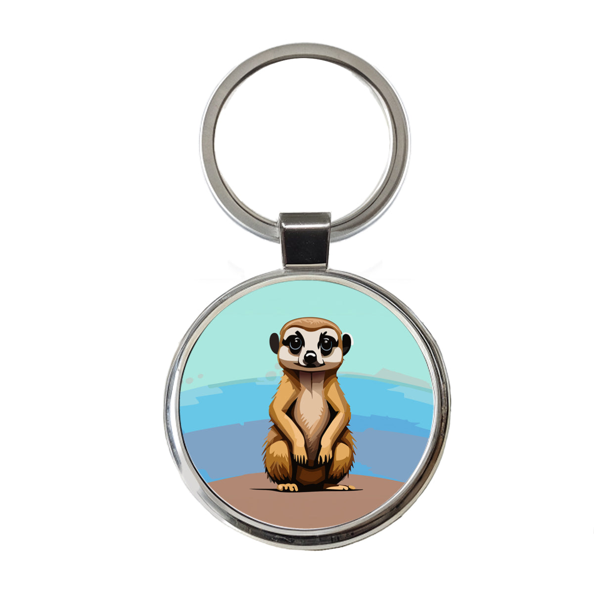 Meerkat Animal Cute Round Metal Keychain
