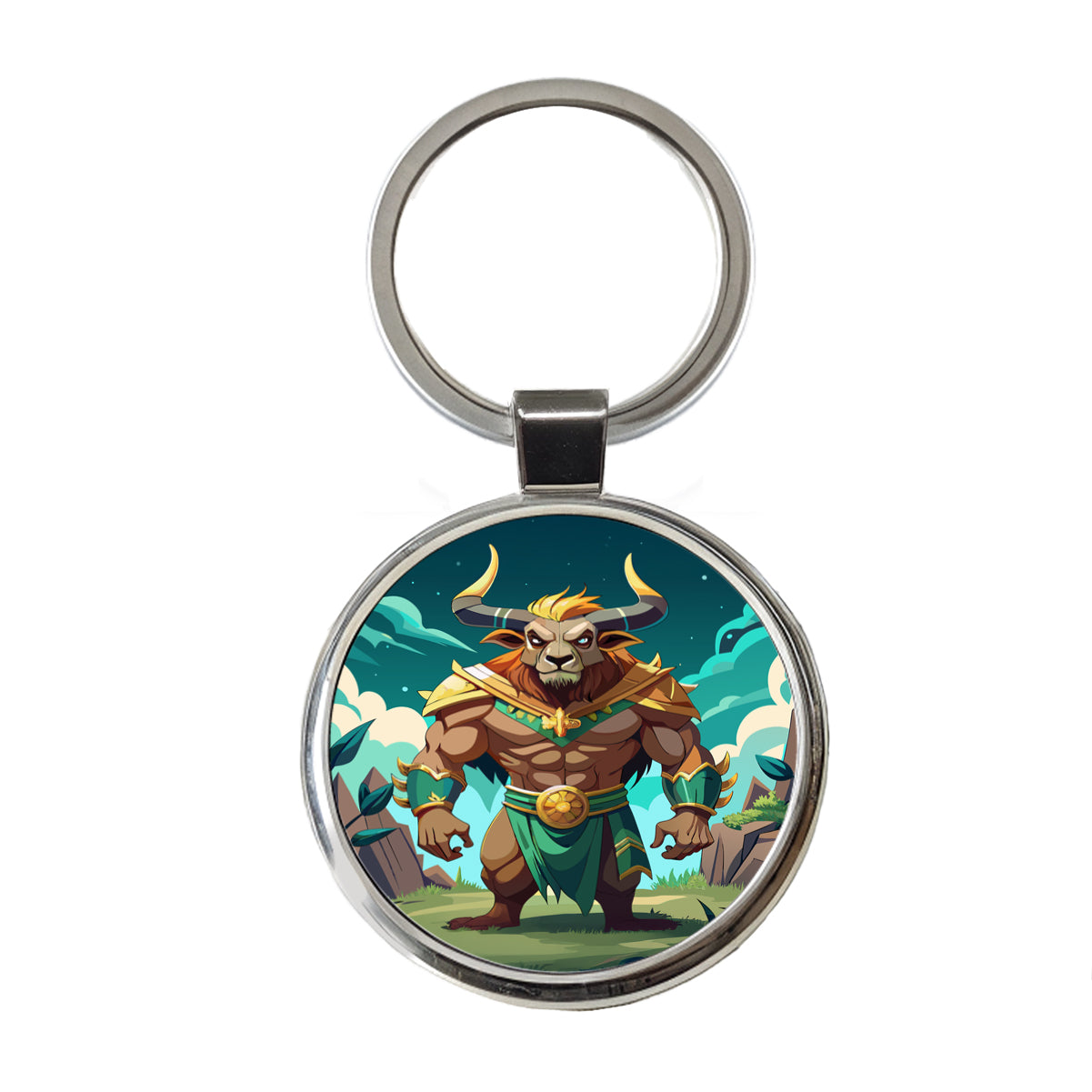 Minotaur Greek Mythology Round Metal Keychain