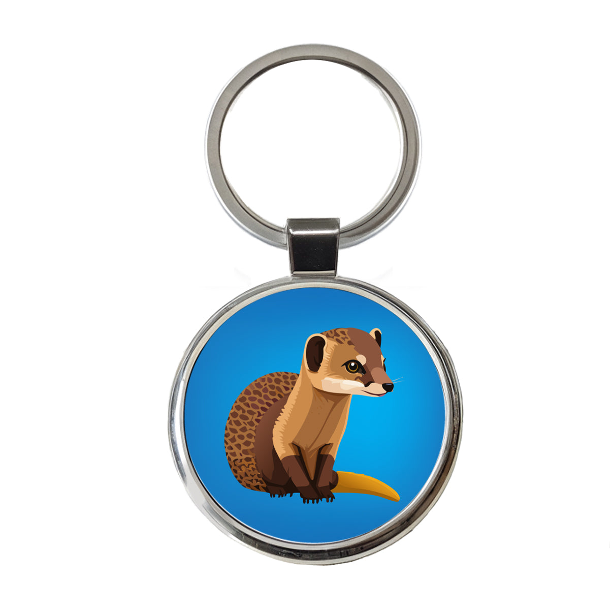 Mongoose Animal Round Metal Keychain