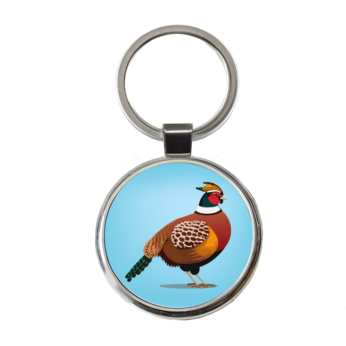 Pheasant Bird Hunting Round Metal Keychain