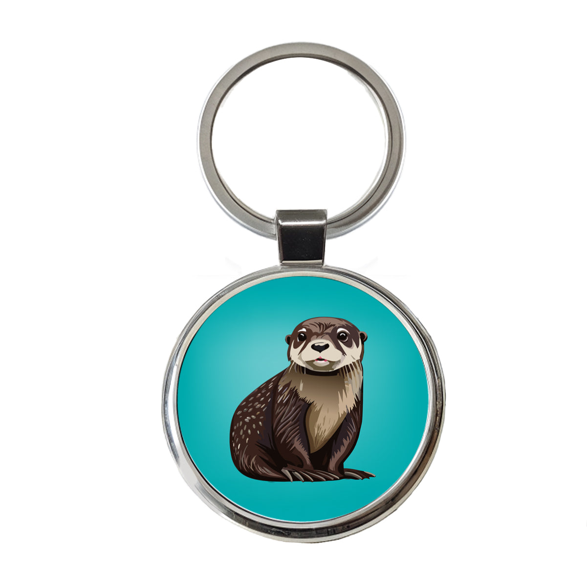 Sea Otter Cute Ocean Animal Round Metal Keychain