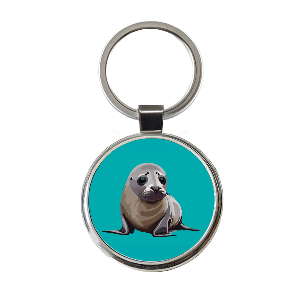 Seal Ocean Animal Cute Round Metal Keychain