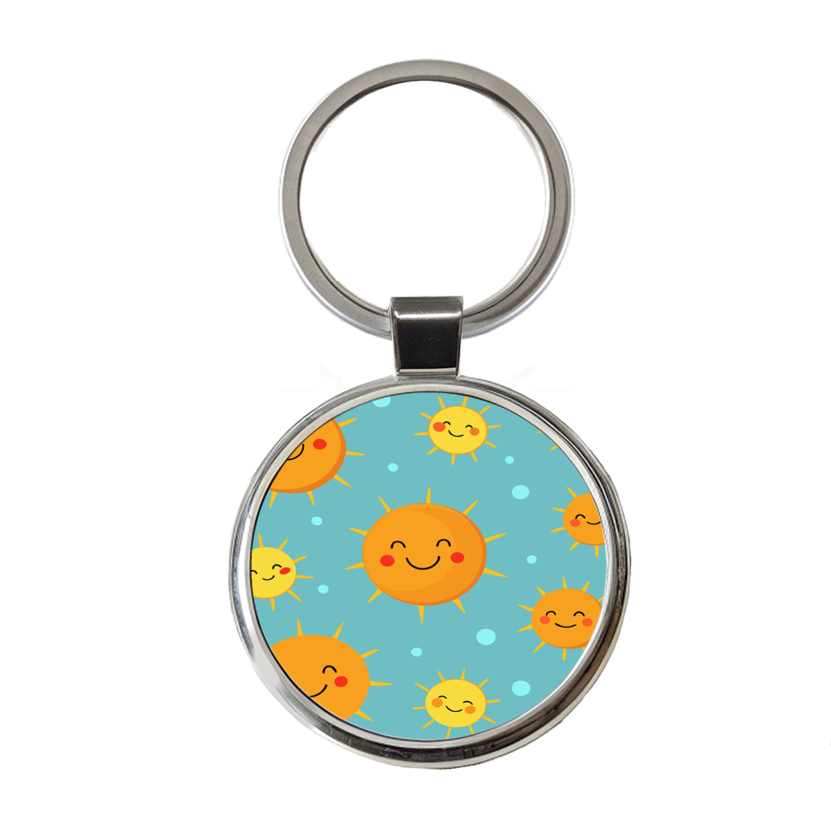 Smiling Suns Cute Round Metal Keychain