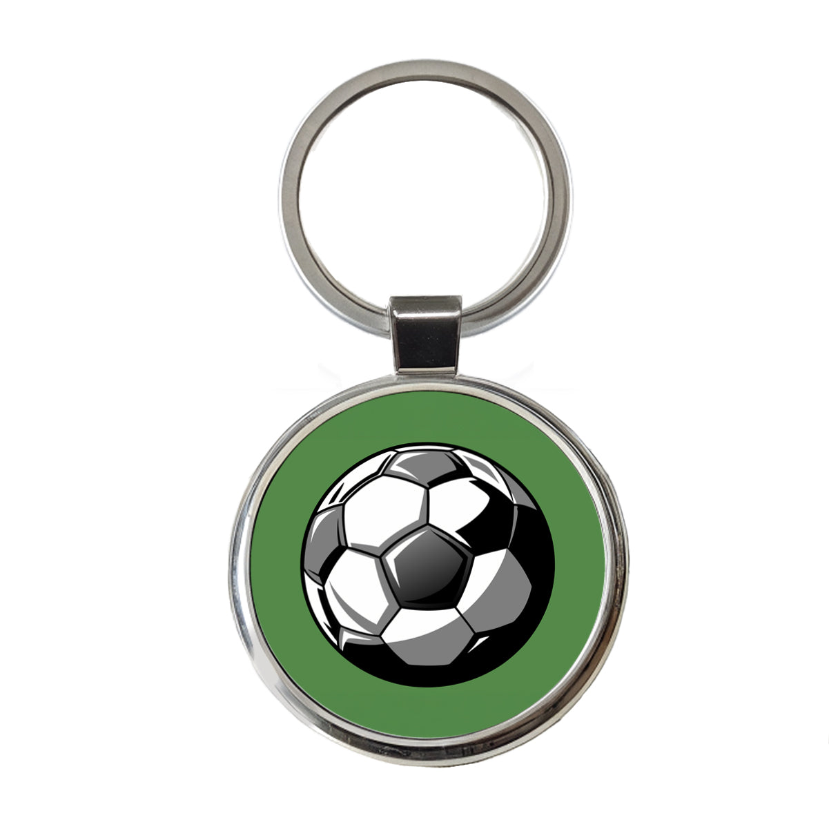 Soccer Ball Football Black White Gray Round Metal Keychain