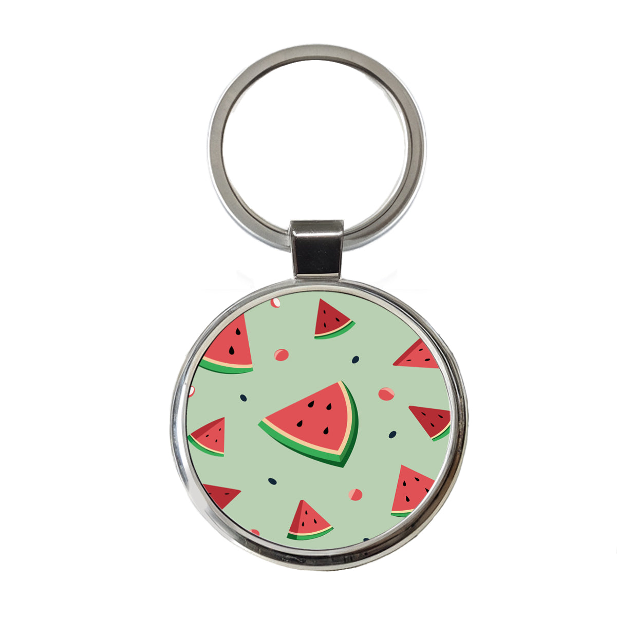 Watermelon Scattered Fruit Round Metal Keychain