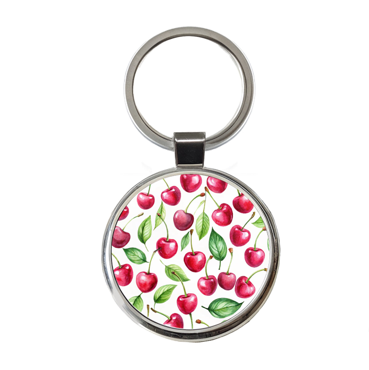 Lots Of Cherries Round Metal Keychain