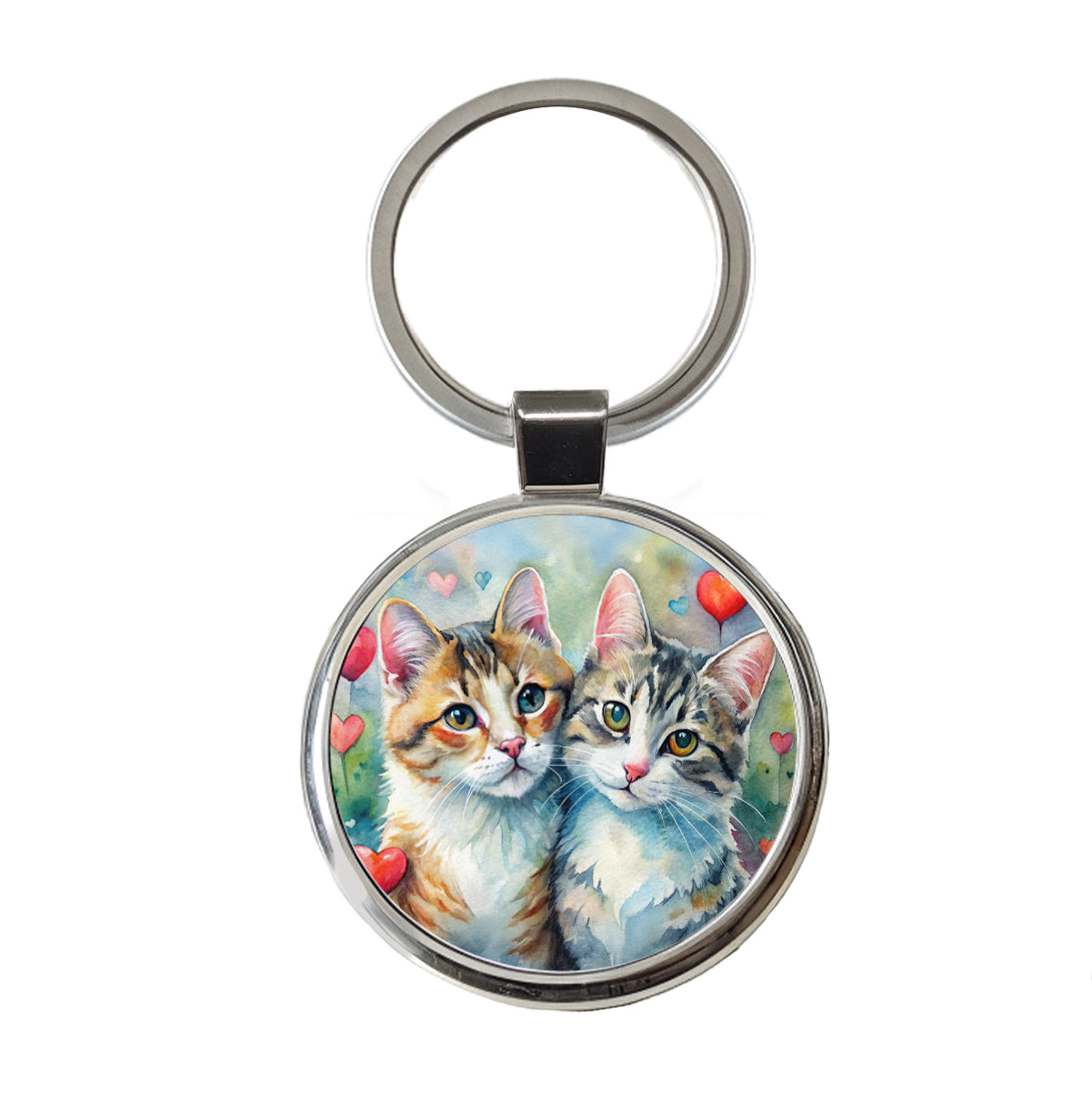 Cats In Love Valentine's Day Round Metal Keychain