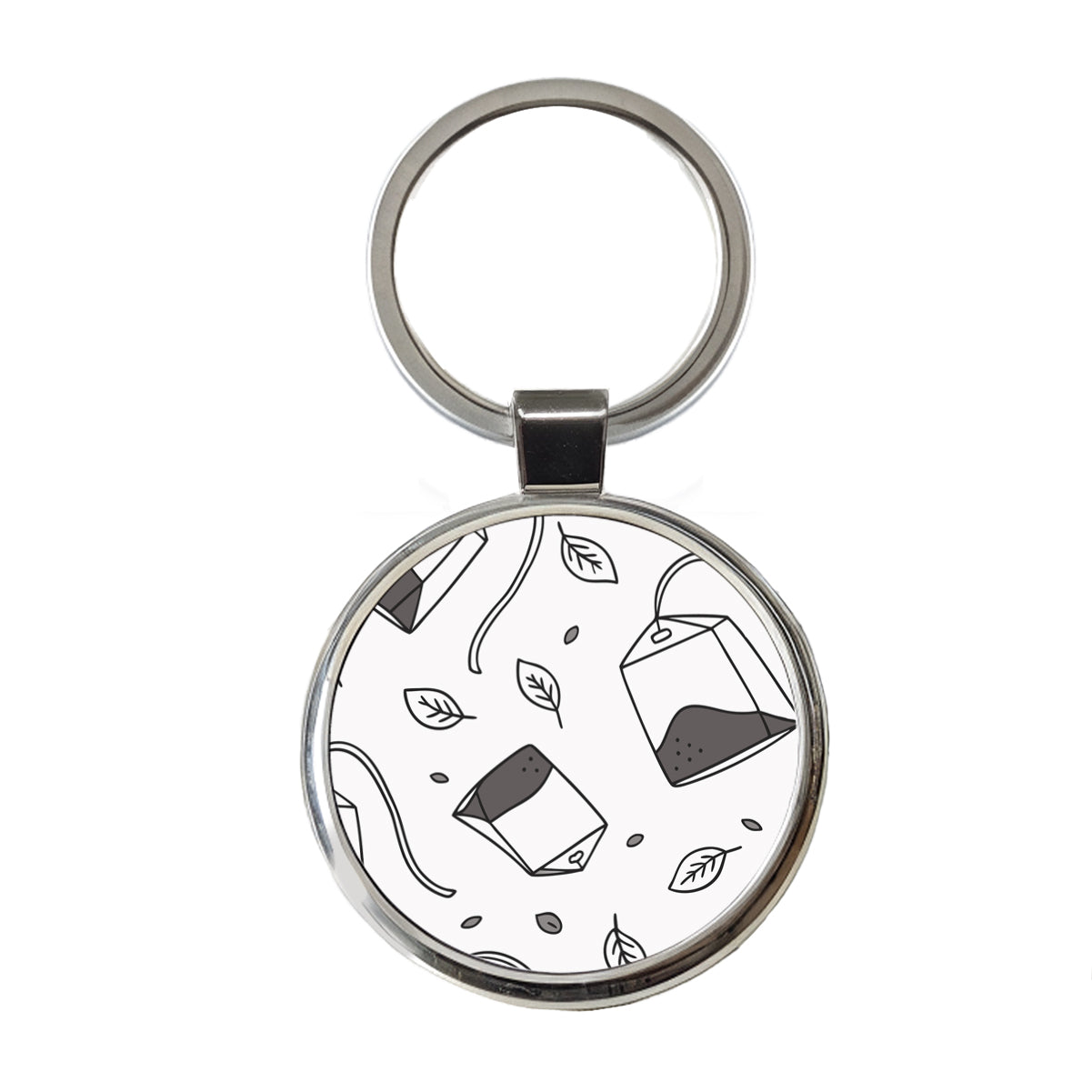 Spinning Tea Bags Round Metal Keychain