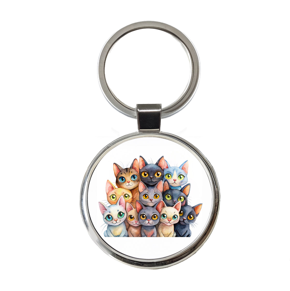 Sweet Bombay Cats Round Metal Keychain