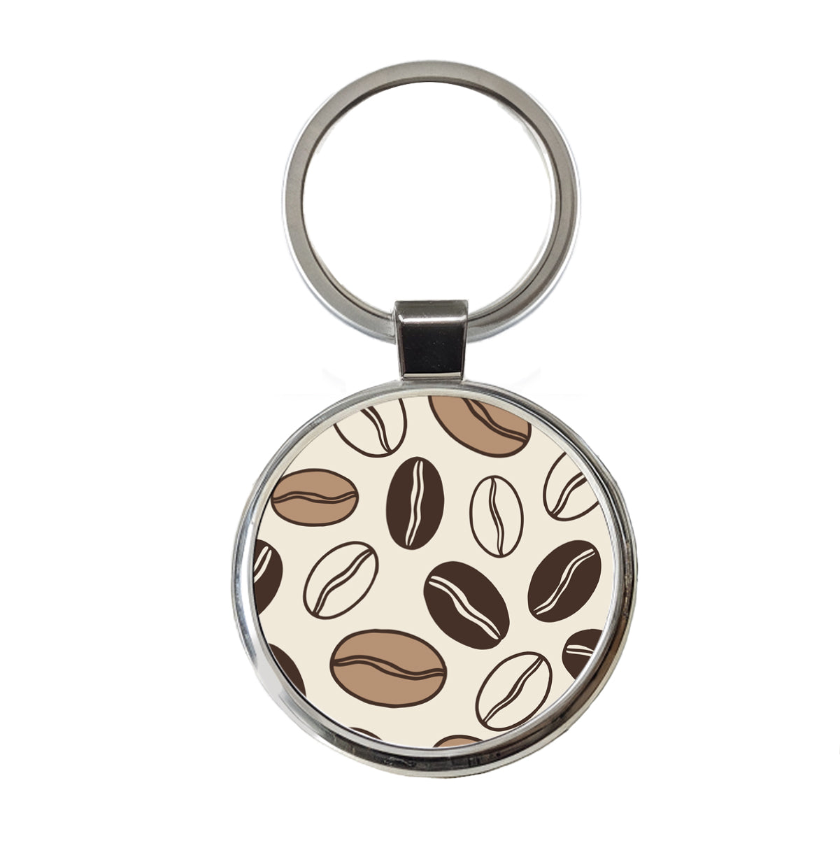 Coffee Beans Sketch Round Metal Keychain