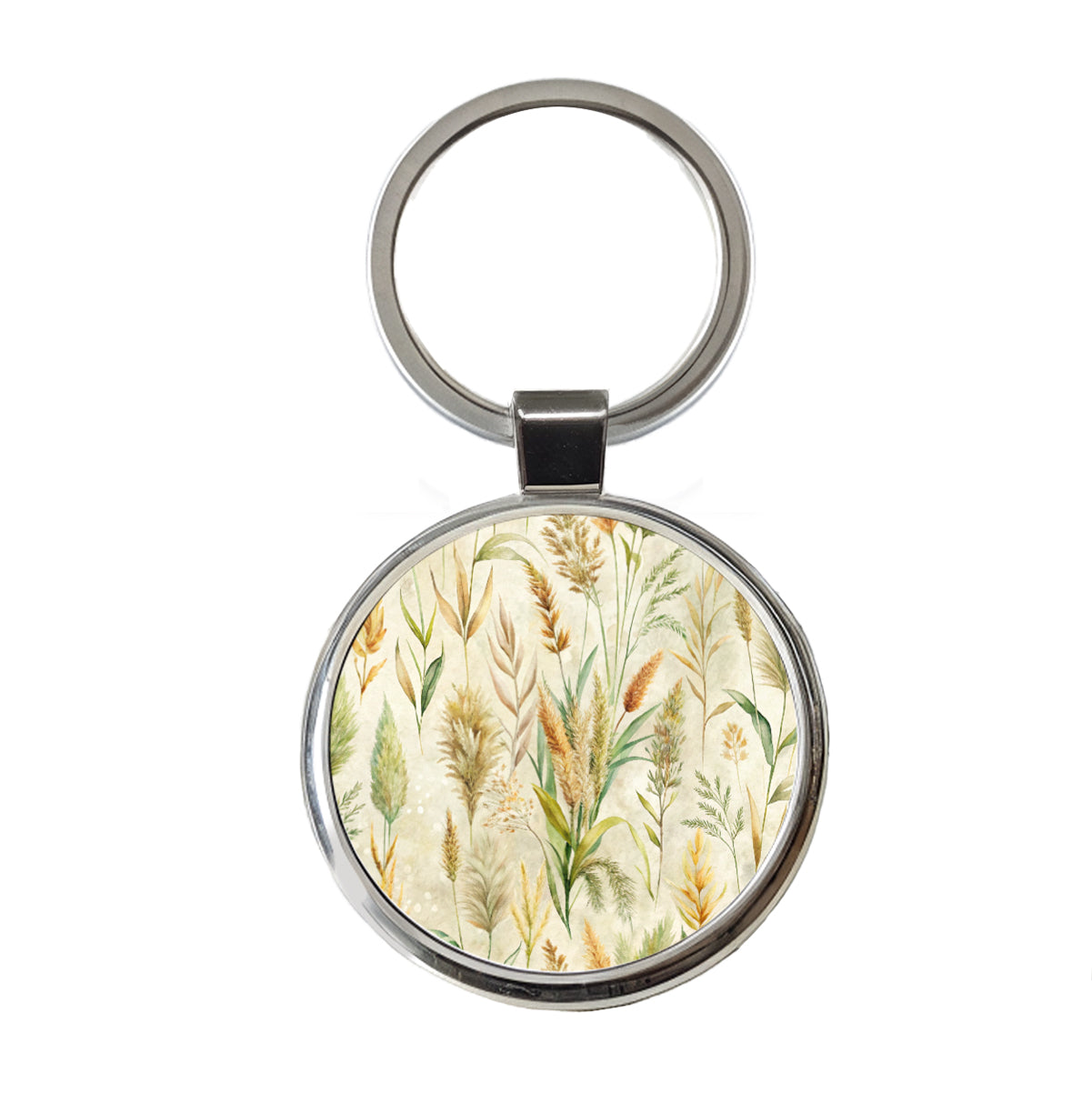 Wild Grasses Background Round Metal Keychain
