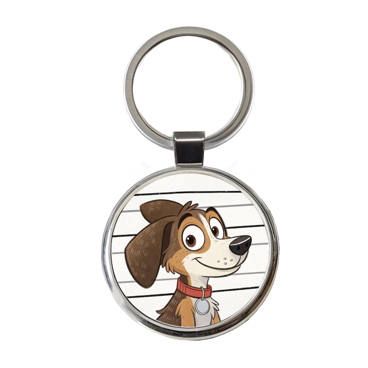 Dog Mug Shot Round Metal Keychain