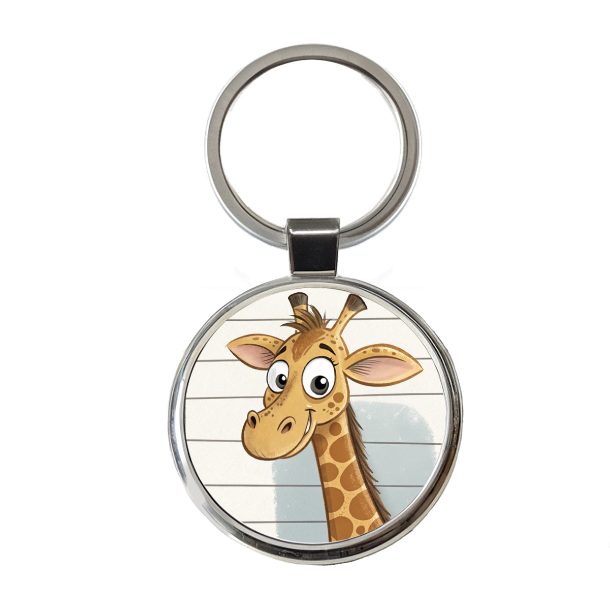 Giraffe Mug Shot Round Metal Keychain