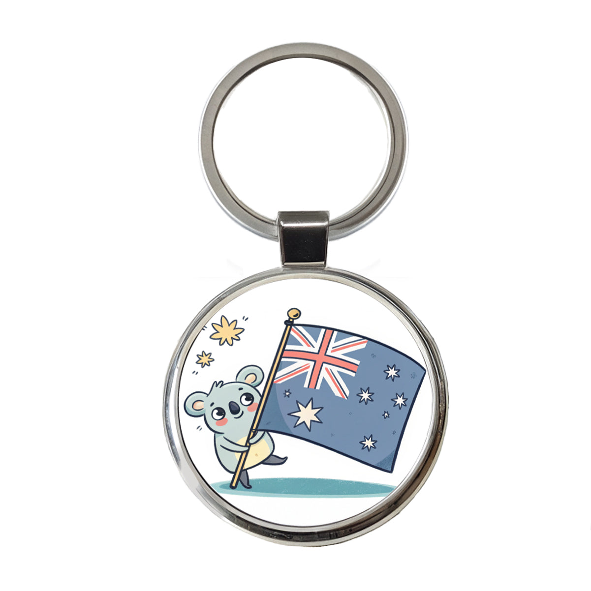 Kawaii Australian Flag Round Metal Keychain