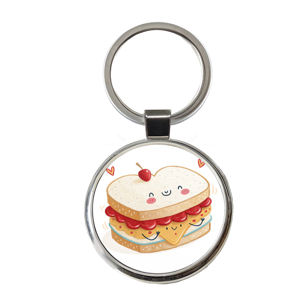 Kawaii Peanut Butter And Jelly Sandwich Round Metal Keychain