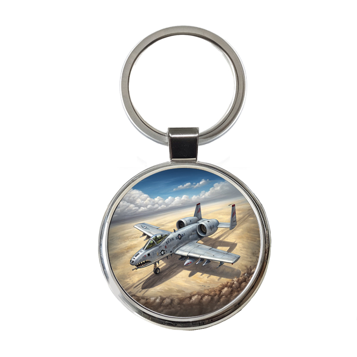 A-10 Warthog Thunderbolt II US Air Force Ground Attack Plane Round Metal Keychain
