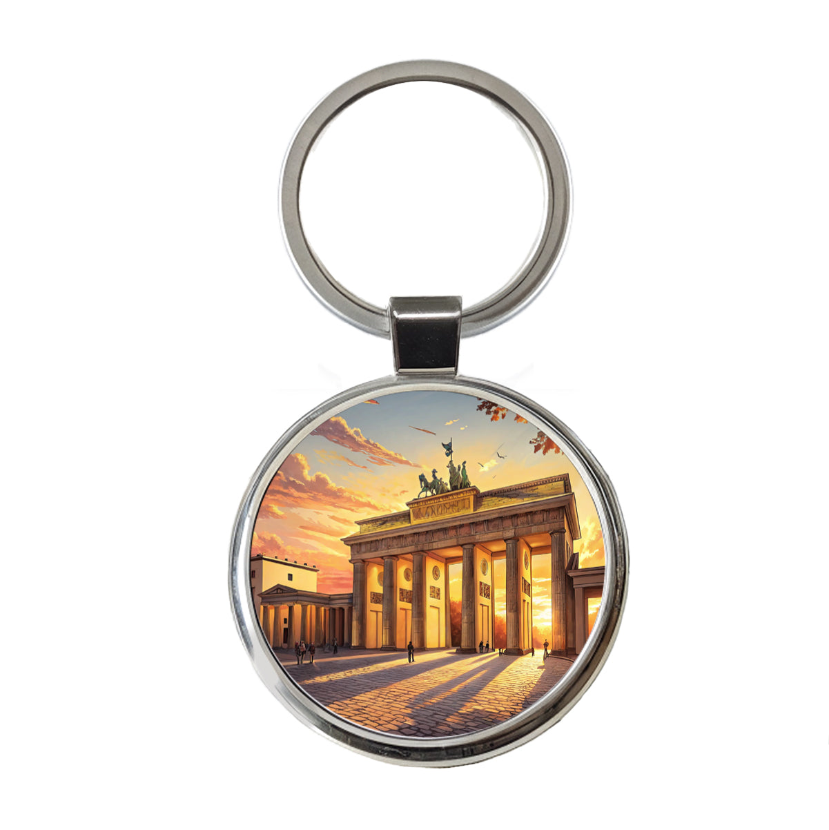 Brandenburg Gate At Sunset Berlin Germany Round Metal Keychain