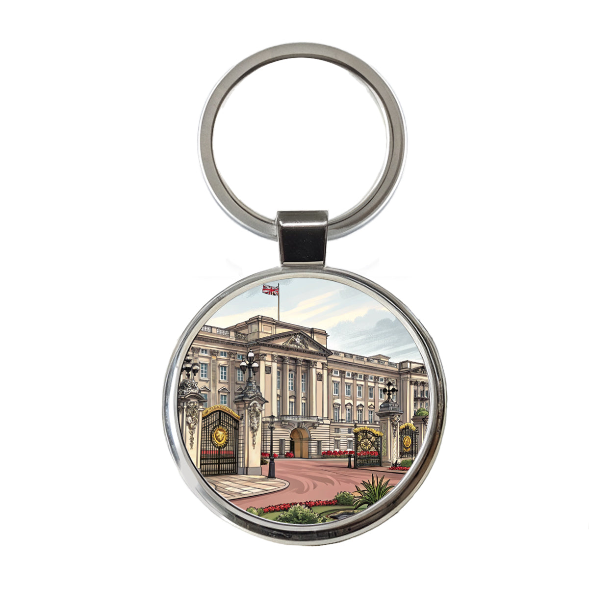 Buckingham Palace London England Great Britain Round Metal Keychain