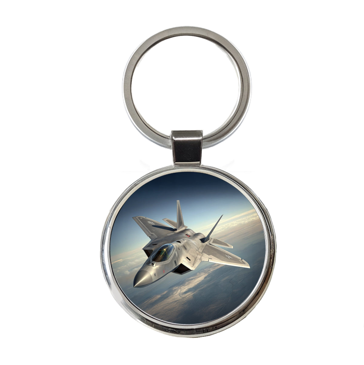 F-22 Raptor US Air Force Air Superiority Fighter Plane Round Metal Keychain