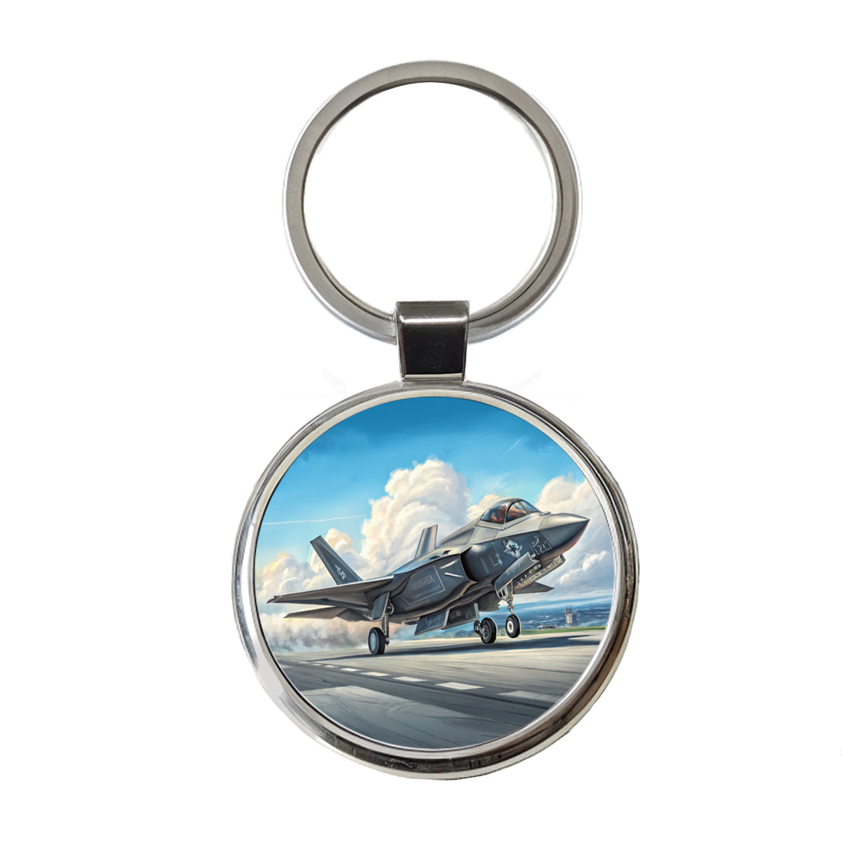 F-35 Lightning II US Air Force Navy Marines Strike Fighter Plane Round Metal Keychain