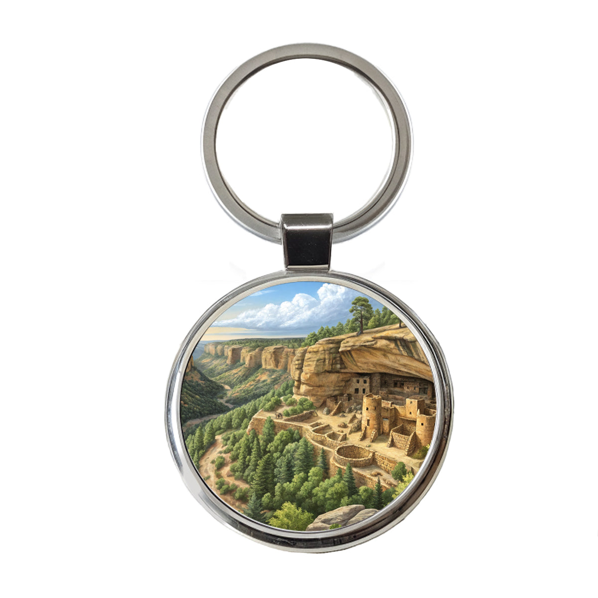Mesa Verde National Park Colorado Round Metal Keychain