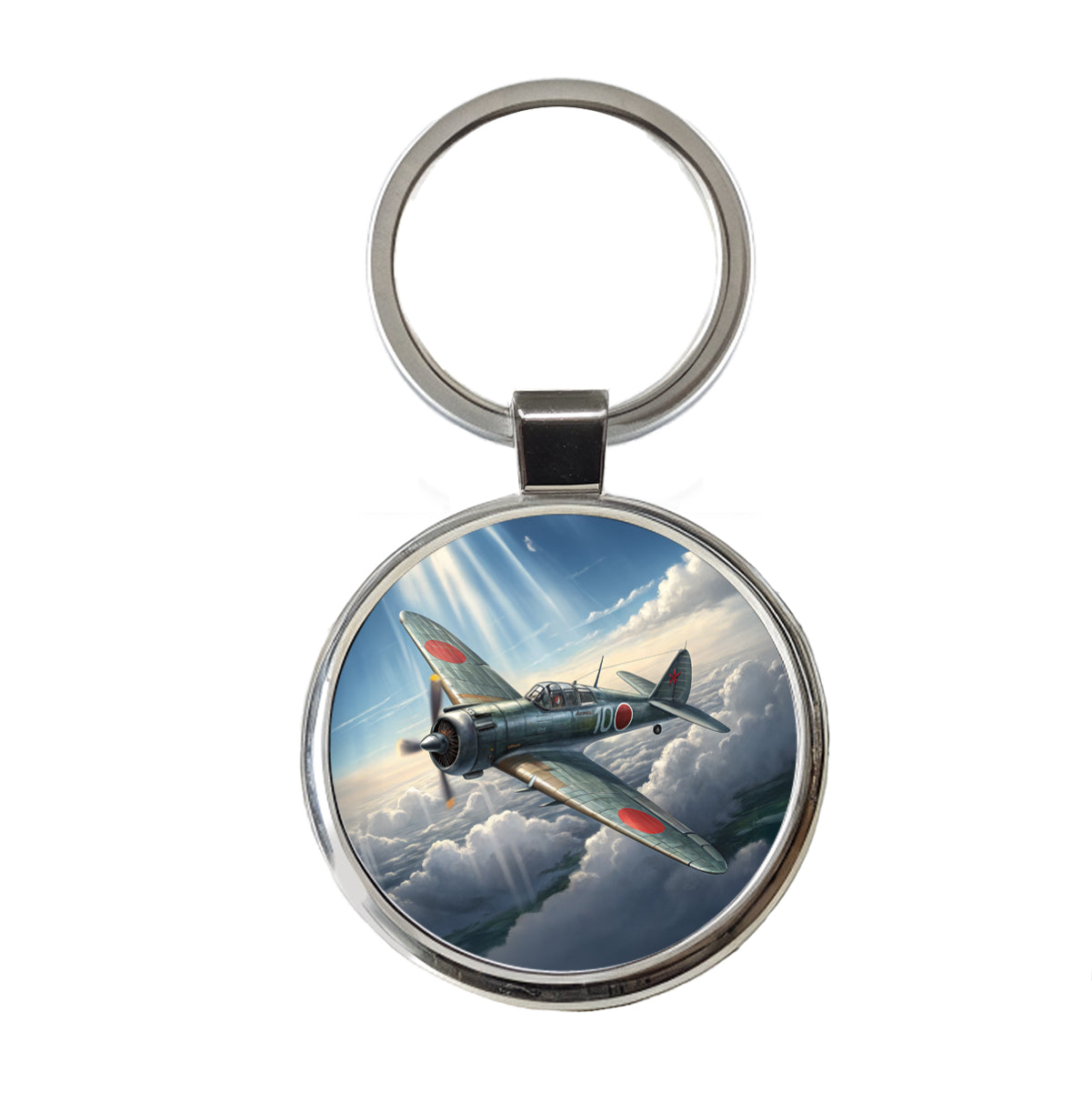 A6M Zero WWII Japanese Navy Fighter Plane Round Metal Keychain