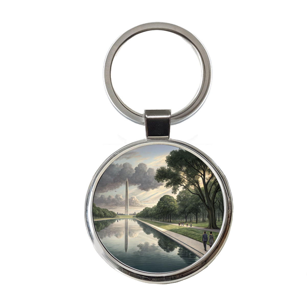 National Mall Reflecting Pool In Washington DC Round Metal Keychain