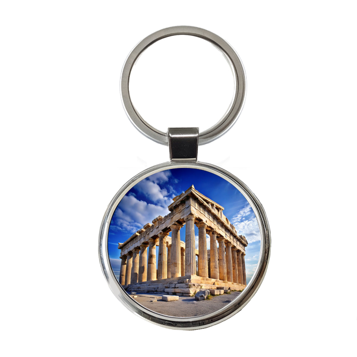 Parthenon Temple Athens Greece Greek Round Metal Keychain