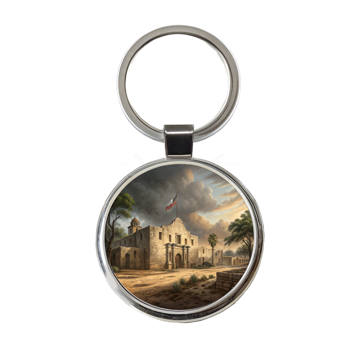 The Alamo In 1836 Texas Round Metal Keychain