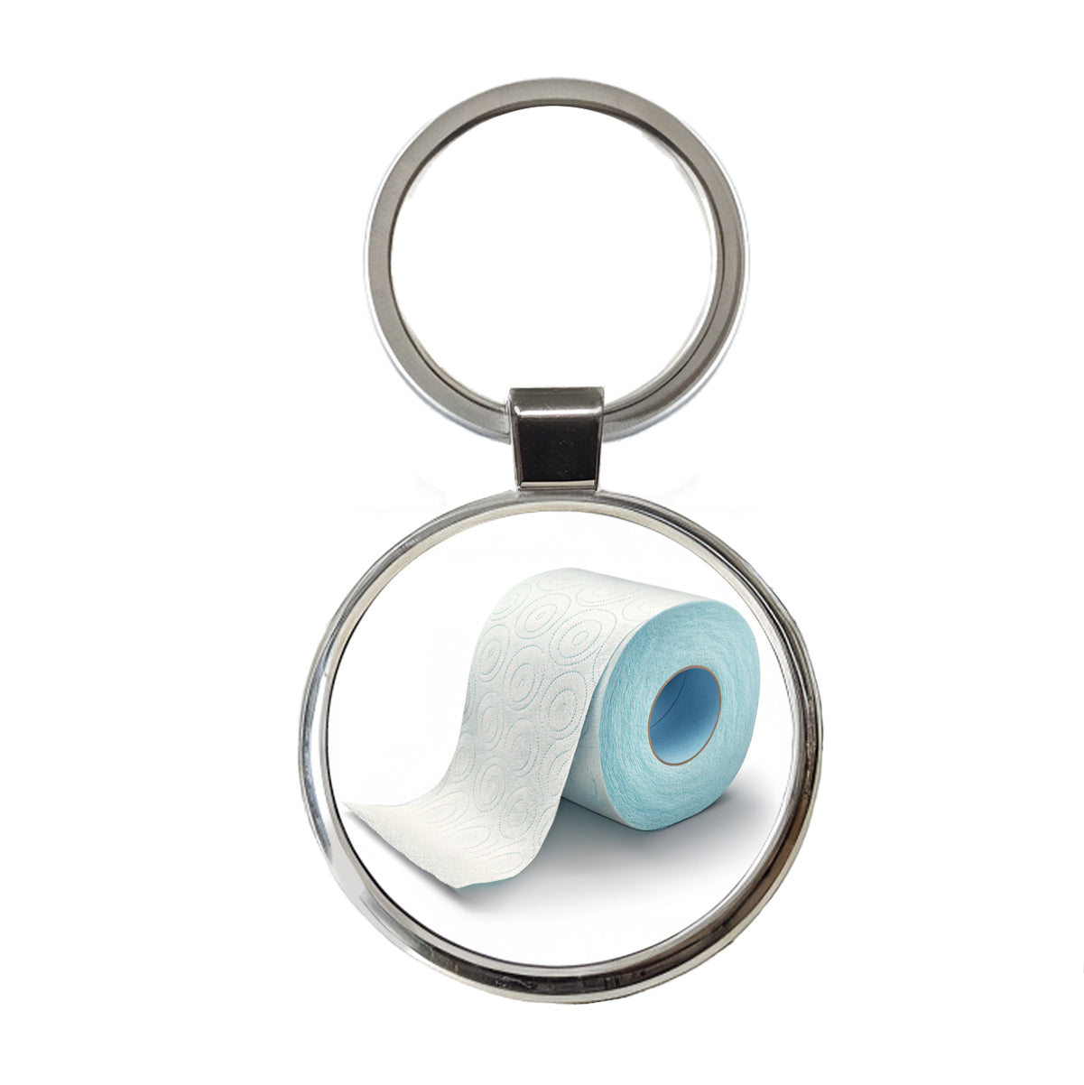 Toilet Paper Roll Round Metal Keychain