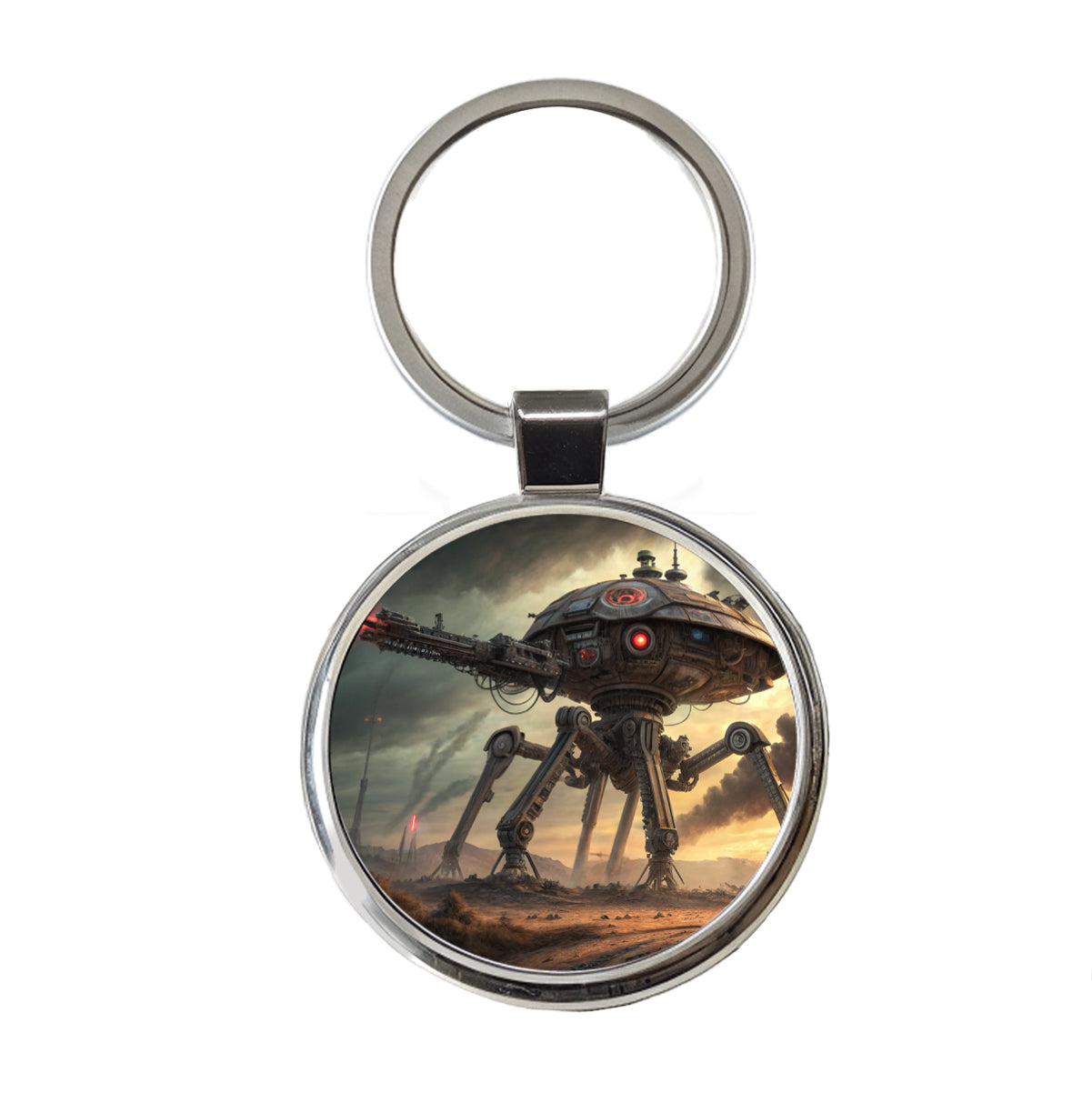 War Of The Worlds Sci-fi Martian War Machine Round Metal Keychain