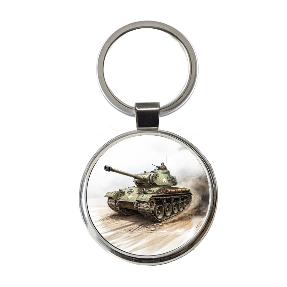 WWII M26 Pershing US Heavy Tank Round Metal Keychain