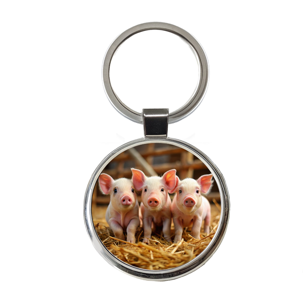 Bunch of Pink Baby Pigs Round Metal Keychain