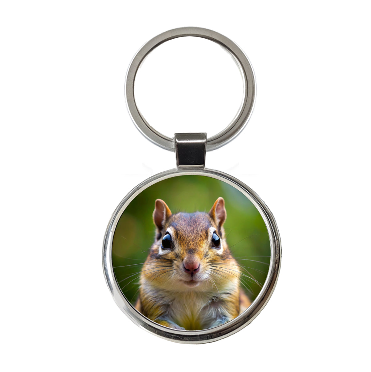 Chipmunk Face Round Metal Keychain