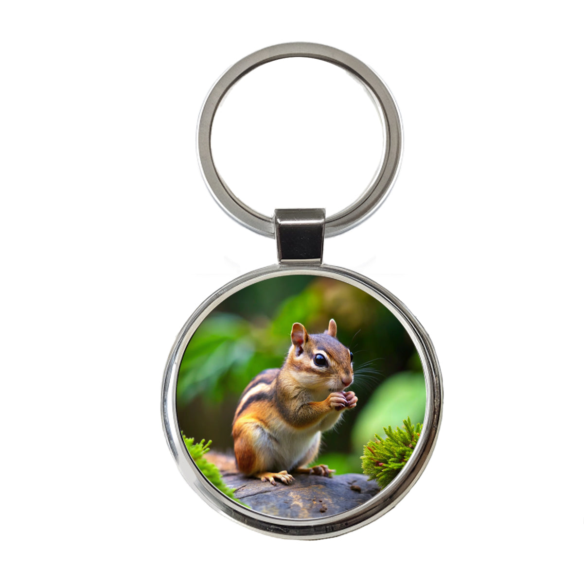 Chipmunk Round Metal Keychain