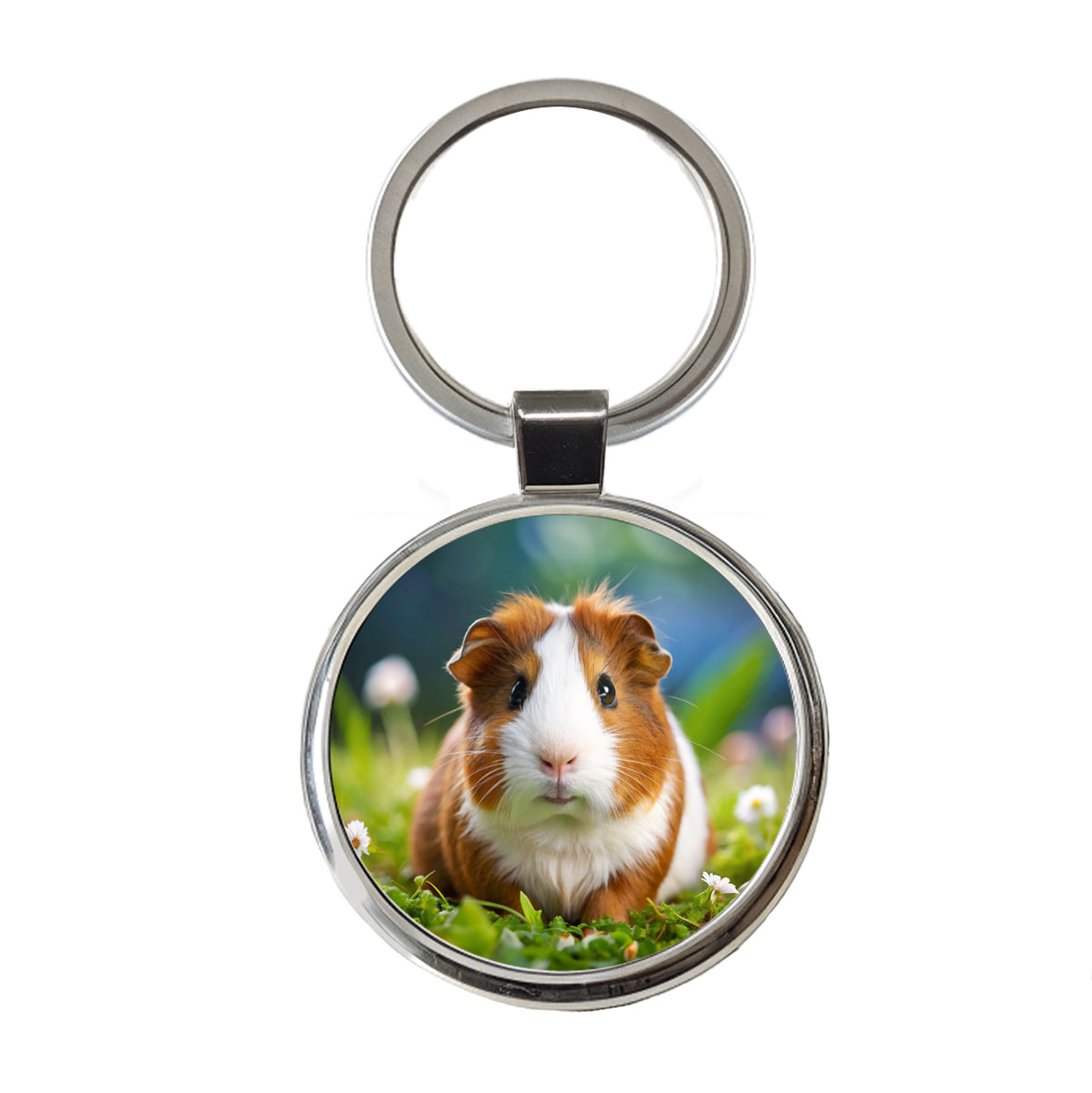 Guinea Pig Round Metal Keychain